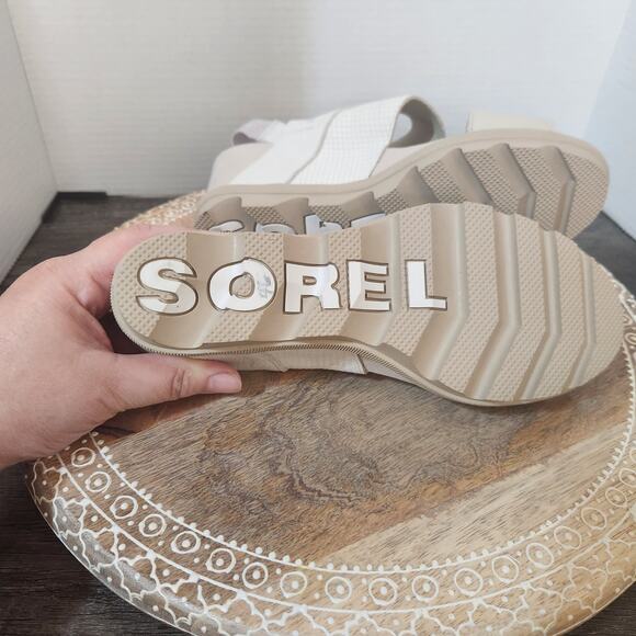 NWT Sorel Cream Beige Sea Salt Joanie II Hi Slingback Sandal Heels Women's 9 - Picture 3 of 11